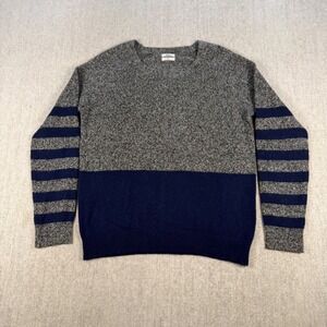 Wallace Sweater Men's M Grey Blue Merino Wool Rabbit Hair Colorblock Striped